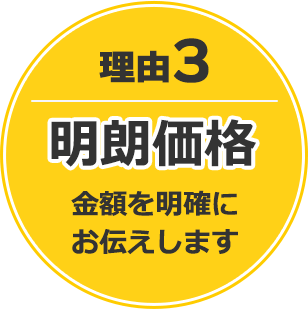 理由3 明朗価格　金額を明確にお伝えします