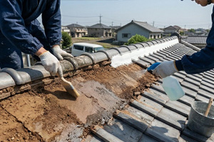 漆喰補修工事の下地処理