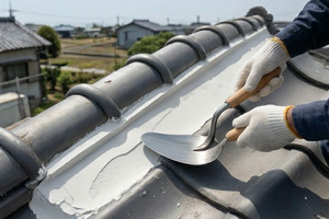 漆喰補修工事の漆喰塗付