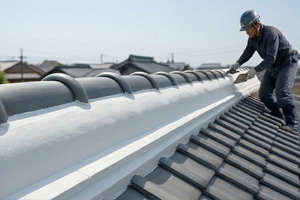 漆喰補修工事の完成確認