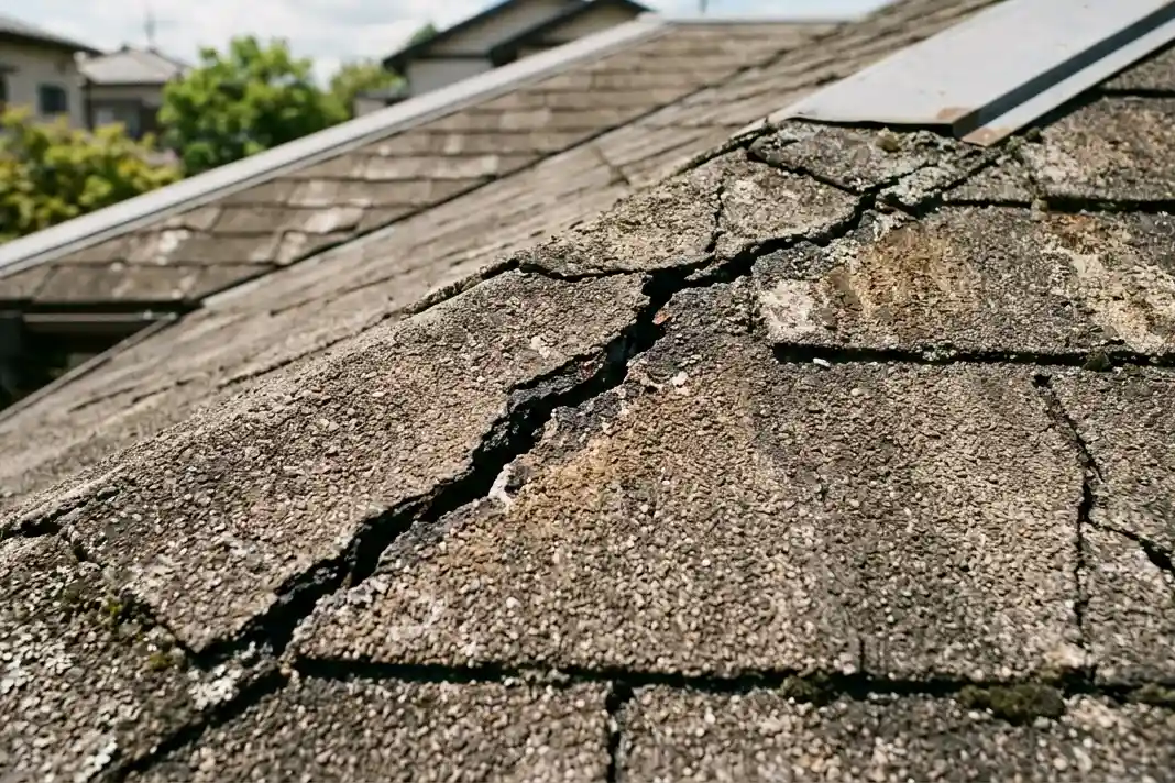 屋根のひび割れの写真