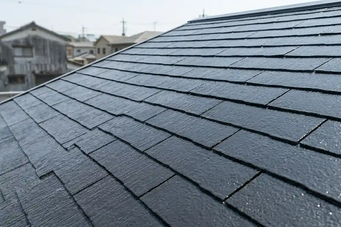 屋根の上塗りをして施工完了